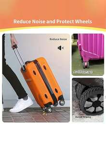 8/16 件装行李箱轮保护套，耐磨降噪行李箱套，兼容 8 轮旋转套件，混合外壳，铝制框架，密码锁 - 无需清洗旅行必需品旅行配件假期暑假返校包学校用品学校配件学校用品 - 彩色 - 查看 7