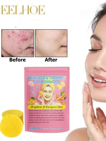 40 szt. Kurkuma Kwas Kojowy Złuszczające Płatki Oczyszczające Rozjaśniają Ciemne Plamy Złuszczają Skórę Płatki Gąbka Do Czyszczenia Twarzy