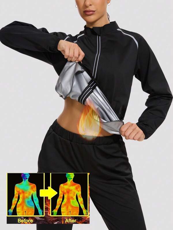 1 Stück Damen Sauna Jacke, Schwitzjacke, Fitnessanzug Top für Gym Sport