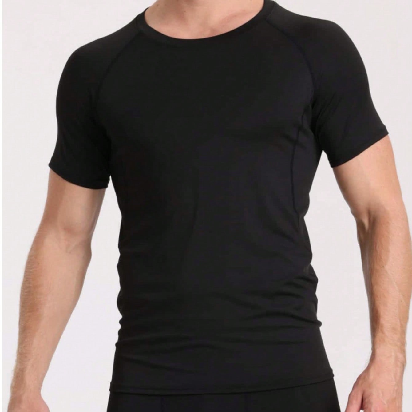 Piezas Camisetas deportivas de compresión de base para hombres, negras de verano