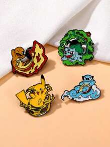bandai Set de 4 piezas de alfileres de esmalte con personajes de dibujos animados y animación - Insignias metálicas de broche para joyería de moda