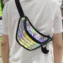 Riñonera iridiscente láser Adidas Originals unisex, bolsa de cintura casual deportiva para viajes al aire libre, bolso de hombro, bolso cruzado, bolso de pecho, pequeña bolsa GN2120 - Multicolor - Ver 2