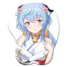 Tappetino per mouse con poggiapolsi in silicone 3D con motivo anime e cartoon, per aumentare il seno in 3D.