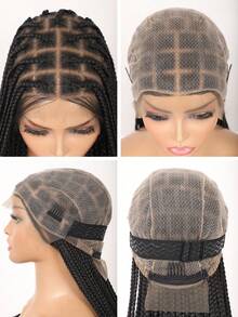 56英寸全双层蕾丝超大号玉米辫盒式假发，带婴儿发，手工超长编织蕾丝前假发，女士合成刺绣蕾丝玉米辫假发，适合日常佩戴 - 彩色 - 查看 10