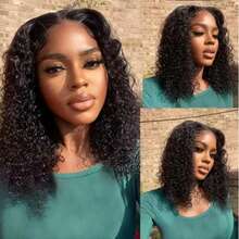 PQL HAIR 200% 密度卷曲蕾丝前假发，混合真人发，13x4 13x6 高清蕾丝前假发，混合假发，卷发假发，无胶假发，混合真人发，杰瑞卷深波浪巴西原生发蕾丝前假发，卷曲水波纹蕾丝前假发 - 自然色&黑色系 - 查看 9