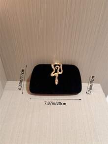 1 件闪光金属蛇皮手拿包，奢华闪亮复古金色迷你晚装钱包，时尚、迷人、精致、优雅的女士手提包，适合婚礼、主题正式派对、庆典、生日派对，配有链条 - 黑色 - 查看 7