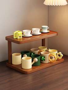 1 Piece Bamboo Multi-Purpose Kitchen Shelf, Multi-Tier Countertop Spice Rack With Storage Shelf, Desktop Double Organizer, Great For Dressers, Decorative And Utility Shelves For Home, Balcony Decoration - Brown - View 6