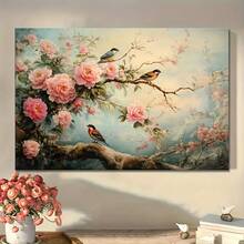 2d Flat,1pc Canvas Art Print,A Magnificent Oil Painting Depicting Traditional Chinese Flower-And-Bird Designs,Wood Framed Painting (1) Thickness 2.5 Cm/ 1 Inch-Home Decoration For All Occasions,Ideal New Year, Valentine's Day,Thanksgiving,Easter,Christmas Gift,Room Decoration Aesthetic,Wall Decoration Art,Perfect Gift,Autumn And Winter Wall Decoration,Living Room Decoration, Bedroom Decoration, Kitchen Decoration, Entry Decoration, Bathroom Decoration, Direct Wall Painting, High Quality Wall Painting Poster,Modern Home Decoration Stretched And Framed Ready To Hang - Noir - Voir 1