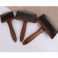 1pc Wooden Pet Grooming Brush, Dual Use For Dogs & Cats, Long Hair Detangling Massage Brush, Anti-Static, Fur Removal, Pet Grooming Tool