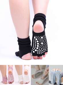 3 oder 1 Paar Pilates Yoga Socken, rutschfeste zehenfreie und fersenlose Zehentrenner-Socken, geeignet für verschiedene Sportarten, kurz, Knöchel, Crew-Länge