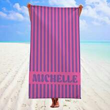 1pc Custom Name Striped Personalized Beach Towel, Retro Pool Party Towel, Soft Quick-Dry Pool Towel,Soft & Colorful For Bridesmaids, Vacation, Birthday Or Swim Club Gift,Teens Pool Towel, Bachelorette Bridesmaid Towel, Back-To-School Gift,Holiday Gift - one-size - View 4