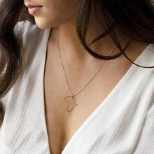 Women's Minimalist Africa Map Pendant Necklace,  Personalized Africa Motherland Continent Outline Necklaces Chain Length 18" Extension Chain 2" ( 18K Gold And Silver Plated Both Choice, Jewelry With Gifts Box)2025 - 玫瑰金 - 查看 3