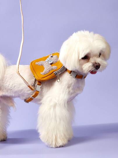 PETSIN 寵物攜帶背包teddy & Poodle繩索,胸部和背部帶,行走貓/狗的零食包和拴繩