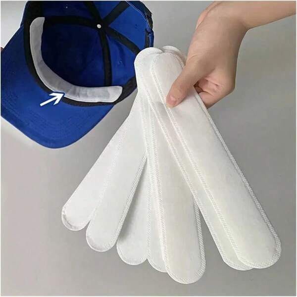 10/20/30pcs Cap Liner Collar Stain Prevention Tape Sweat Protector For Hat Hat, Sweat Absorbing Tape, Forehead, Hat Liner, Sweat Stain Prevention, Sweat Absorbent, Self-Adhesive Type, Protects Against Heat, Unisex