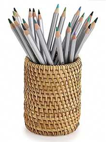 Portapenne da scrivania multifunzionale realizzato a mano in vimini, contenitore di stoccaggio per articoli di cancelleria e pennelli da trucco, cilindrico (escluse le matite), materiale scolastico, back to school