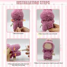 1/2 件可调节金属娃娃支架，Ins 风格，12-15 厘米泰迪熊/公仔展示架，黑色/白色底座，便携式摄影道具（多角度固定+毛绒娃娃收纳） - 彩色 - 查看 3