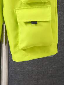 2pcs Boys Casual Short Sleeve Utility Pocket Shorts Set - Yellow - View 7