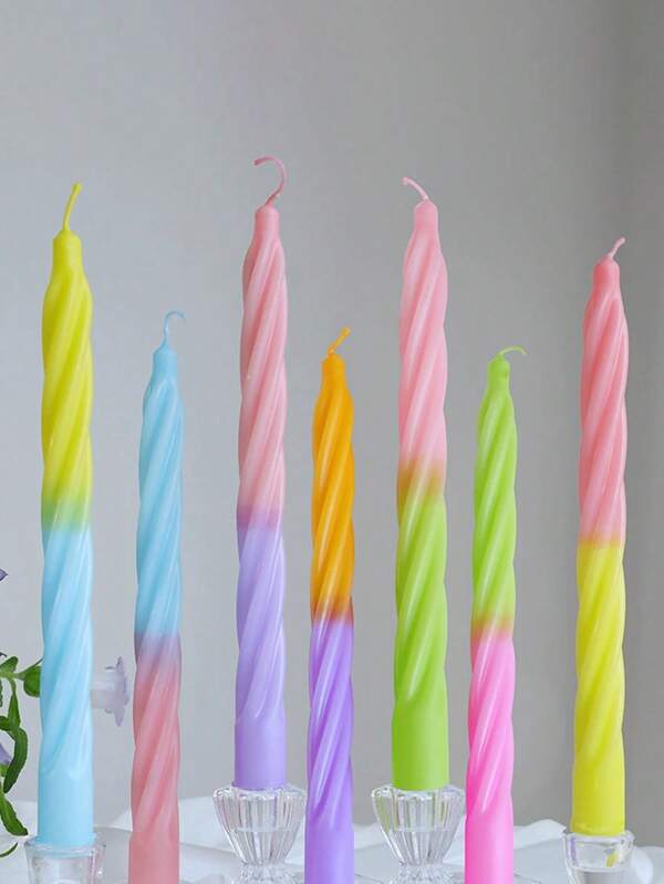 2pcs - Gradient Color, 9.84 Inch Smokeless Dripless Taper Candles, 6 Hour Burn Time, European Quality Soy Wax Candles For Home Decor, Dinner, Wedding, Party Decoration, Gift Ideas
