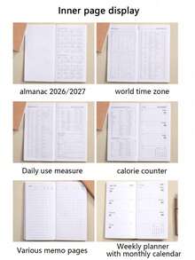 2026 A6 English Weekly Planning Notebook PU Leather Mini Portable Diary List Tasks, Expense Tracking And Organizing Meals School Supplies,School Supplies,Back To School