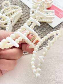 2/3 件套女士人造珍珠几何发夹套装，简约优雅休闲时尚树脂材质时尚别致人造珍珠半圆椭圆心形蝴蝶结发夹，适合日常通勤发型设计，安全无损时尚发饰美容爪夹休闲发夹 - 彩色 - 查看 10