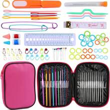 1 set de ganchos de crochet de metal, incluye un surtido de agujas de crochet de aluminio anodizado de colores y herramientas de manualidades y tejido de diversos tamaños, color aleatorio