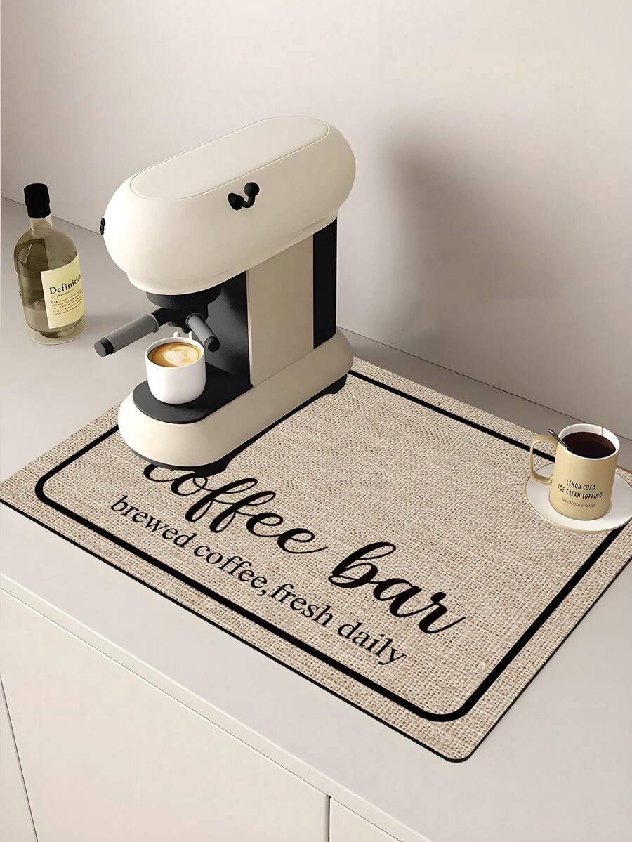 1pc,Coffee Machine Diatom Mud Drainage Pad, Soft Rubber Drain Pad, Non-Slip Super Absorbent And Wear-Resistant Dish-Washing Dry Pad, Placemat For Countertop Dining Kitchen Table Mat, Courtyard Table Decoration, Household Kitchen Supplies - Multicolor - View 1