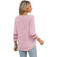 XIEERDUO 3/4 Length Sleeve Womens Tops Dressy Casual Blouses For Women 2025  V Neck T Shirts Summer Clothes - Z 粉紅點 - 查看 5