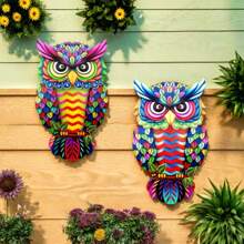 2pcs Colorful Acrylic Owl Wall Decor, Modern Art Acrylic Decorations Suitable For Home, Garden And Patio - No Power Needed, Outdoor Wall Art | Vibrant Wall Art | Owl Home Decor