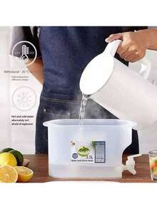 1 件装带水龙头的塑料饮料分配器，大容量饮用水容器，带水龙头，适用于冰箱，茶/柠檬水壶，家居用品