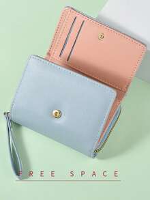 定制字母刺绣心形钱包新款夏季短款折叠拉链零钱包女小钱包女式钱包迷你钱包钱包 - 彩色 - 查看 7