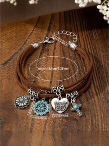 1 pezzo Stivali da cowboy in stile occidentale, Cappello da cowboy, Set di collana e bracciale vintage a più pendenti decorativi per donne