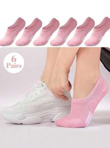 6 Pairs Women Mixed Color Low Cut Athletic Socks, Suitable For Sports, Cycling, Fitness And Casual Wear, Riding Socks | Subtle Fashion | Elastic Fiber Comfort, Cute Socks