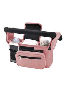 1pc Stroller Hanging Bag, Diaper & Feeding Bottle Storage Pouch, Multifunctional Tote Shoulder Bag For Mom