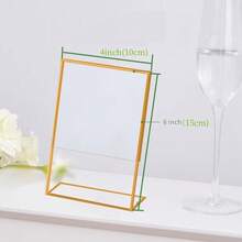 1/3/6Pcs Acrylic Sign Holders, Gold Frame Tilted Tabletop Number Stand, Transparent Plastic Table Menu Display Rack For Wedding Office Restaurant - Transparent Gold Edge - View 3