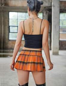 Mini Pleated Skirts For Women Mini Plaid Skirt XS-XXL - 橘色 - 查看 6