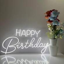 1pc Happy Birthday LED Neon Light, Warm White Wall-Mounted LED Lamp, With Switch, USB Powered, Plastic Material, 16.5*9.8 Inches - Multicolor - View 11