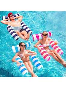 1pc Inflatable Swimming Pool Floating Hammock, Foldable Floating Pool, Water Leisure Floating Bed, Pool Raft Lounge Chair, Summer Party Water Beach Lake Recreation Floating Chair, Beach Essential, Beach Accessory - Multicolor - View 2
