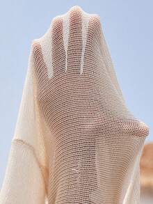 Plus Size Flare Sleeve Color Blocking Boho Style Cardigan - Apricot - View 9