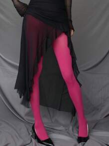1 Pair Women's Solid Color Tights 80D, Soft Opaque Microfiber Tights
