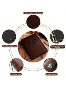 Rustic Leather Photo Album, DIY 21.5x17cm, With 60 Pages Vintage Scrapbook, 240 Photos Capacity, Wedding Guest Book, Friendship Gift, Heart Shaped Compact Size, Home Decor Album