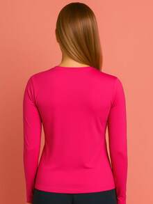 Women's Plain UV Sun Protection Shirt - Second Skin. UV Protection Colors Plain Blouse - UV Factor 50+ - Hồng - Xem 4