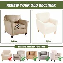 Local Delivery - Banquet Armchair Slipcover Printed Chair Covers With Arms Stretch Club Chair Slipcover Soft Armchair Sofa Covers Anti-Slip Furniture Protector For Dogs Pets Home Living Room Decor, 14 - T-jacquard Cream - 查看 3