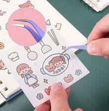 2 Piezas de Pinzas con Adhesivo, Pinzas Decorativas Lindas para Pegatinas, Scrapbooking, Vinilos, Pestañas, Electrónica, Negro - Negro - Ver 2