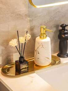 1 pieza Bandeja de tocador de estilo de lujo dorado, adecuada para el baño, el lavabo, el inodoro - Multicolor - Ver 2