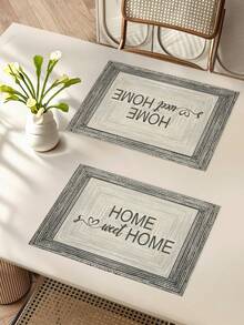 1pc/4pcs/6pcs Grey & White Gradient Placemats 30x45 Cm - Polyester Machine Washable Rectangular Place Mats With HOME Sweet Home Design For Kitchen Dining Table Decor, Party Centerpieces, Home Decor Accents | Textured Surface | Machine Washable Mats - Multicolor - View 8