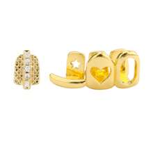 Heart-Shaped Grillz, Hollow Out Triple Layer Grillz With Heart Design, Fashion Accessories, Hiphop Grillz, In Stock