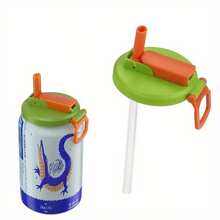 1个装带吸管的罐头盖硅胶防漏防尘罐头汽水盖防溢瓶盖创意杯盖