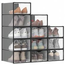 Shoe Storage Box - Black+Transparent - View 2