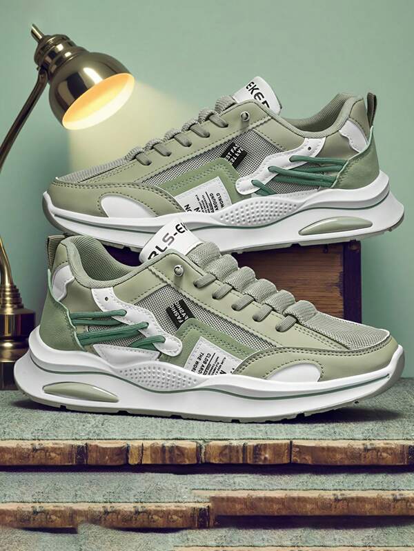 Tênis Esportivo Masculino com Cadarço, Absorção de Impacto e Antiderrapante, Projeto de Marca - Durável e Confortável para Corrida, Treinamento e Fitness ao Ar Livre, Adequado para Esportes Casuais