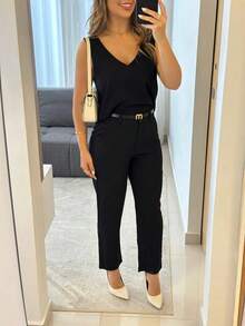 Women's Set Of Blouse And Pants - 黑色 - 查看 2